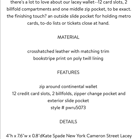 Kate Spade New York leather wallet zipper closure - Picture 8 of 12